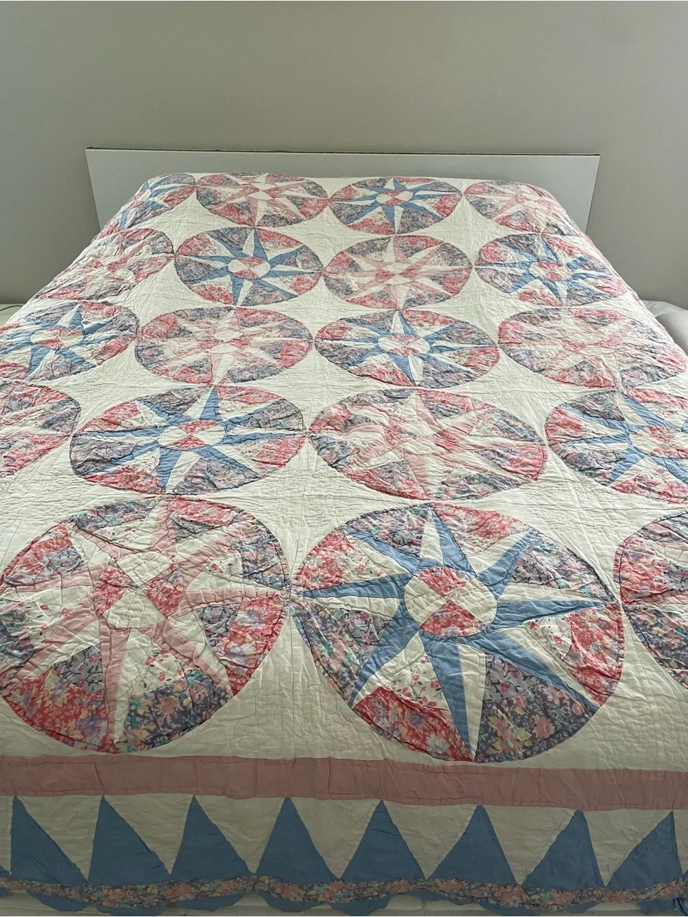 Quilted Queen Quilt Multicolor Star Pattern Bedroom Rectangular
